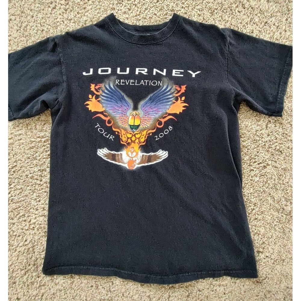 Journey Revelation Tour 2008 Double Sided Black T Shirt Size M Cotton